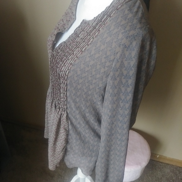 Coldwater Creek long sleeve boho V neck blouse - Picture 2 of 6